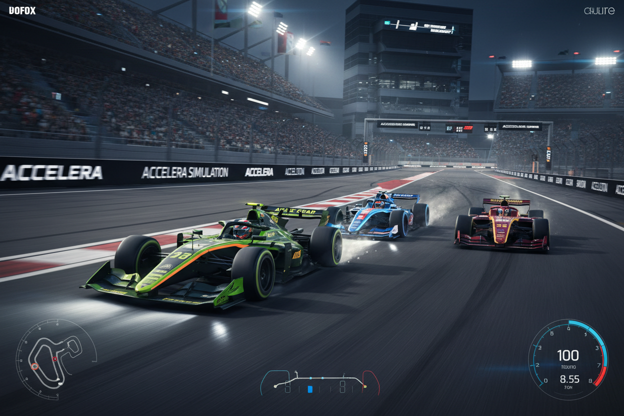 赛车模拟赛场有3辆车在驰骋